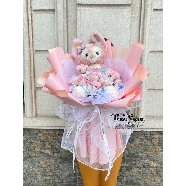 Bó hoa cáo hồng Lina siêu dễ thương hình thật shop tự chụp