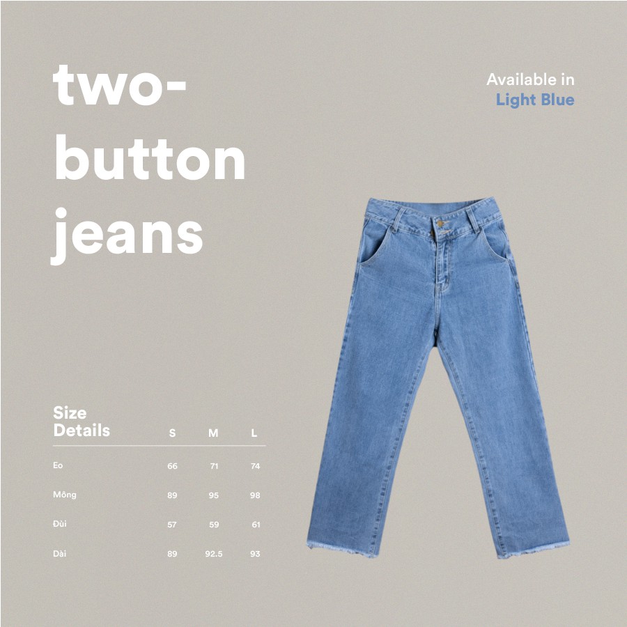 QUẦN JEANS DÁNG XUÔNG CẠP 2 CÚC CHUBBIE hai màu xanh đậm/xanh nhạt - TWO BUTTONS JEANS | BigBuy360 - bigbuy360.vn