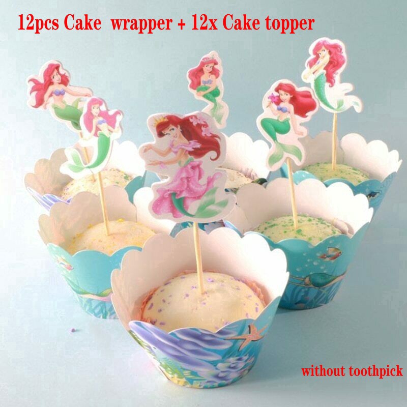 Bộ Ly, Đĩa Chủ Đề Nàng Tiên Cá Theo Phong Cách Hoạt Hình Dùng Cho Tiệc Sinh Nhật