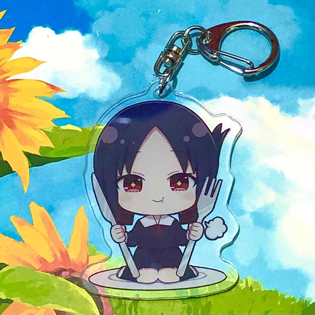 ( Mica trong acrylic ) Móc khóa xinh xắn LOVE IS WAR CUỘC CHIẾN TỎ TÌNH ver ĂN UỐNG anime chibi