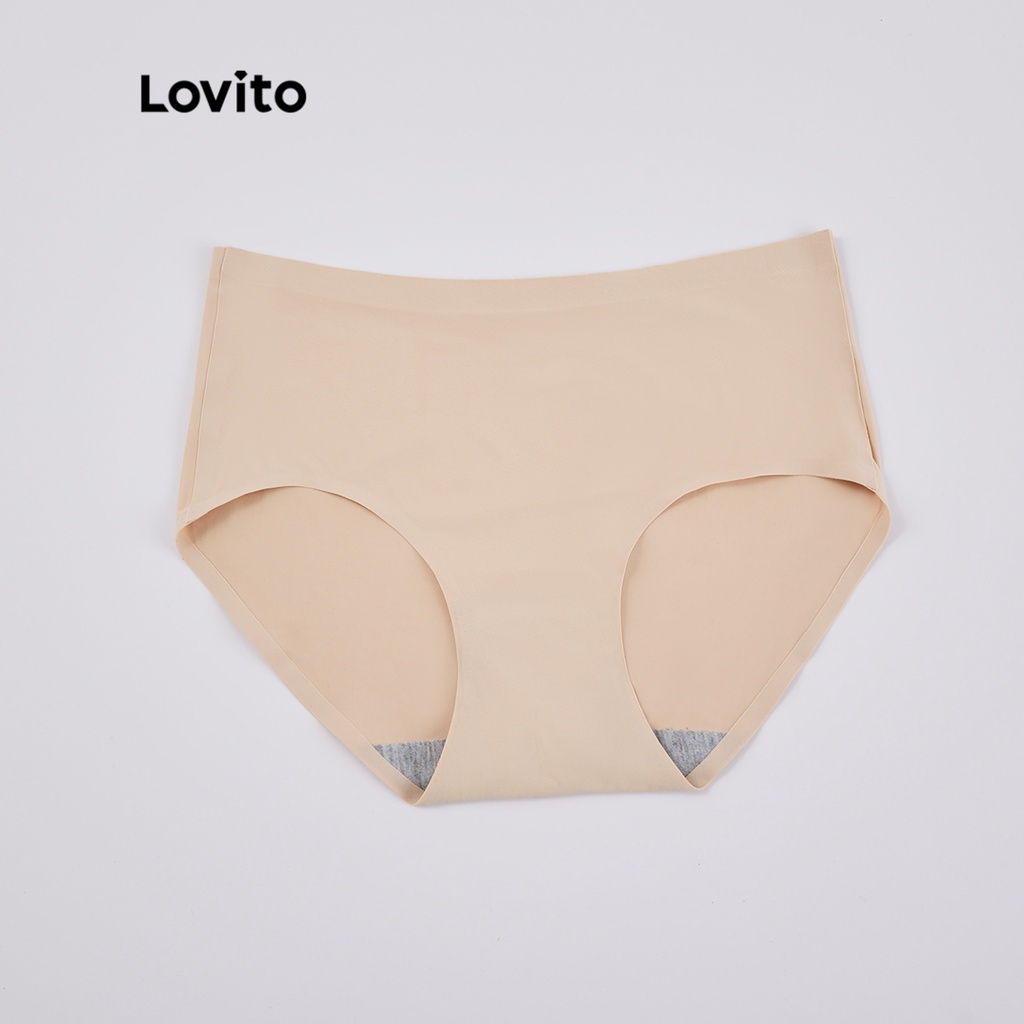 Quần lót Lovito Đồng bằng nâng hông Không có dấu hiệu Sexy L12062 (Đen / Da)