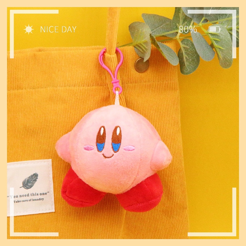 Móc khóa búp bê nhồi bông hình Kirby dễ thương treo balo đi học