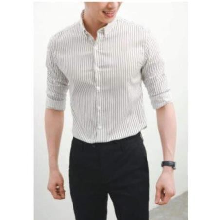 Áo sơ mi kẻ sọc nhỏ hàn quốc, dáng ôm body, phong cách trẻ trung, năng động, phù hợp mọi lứa tuổi | BigBuy360 - bigbuy360.vn