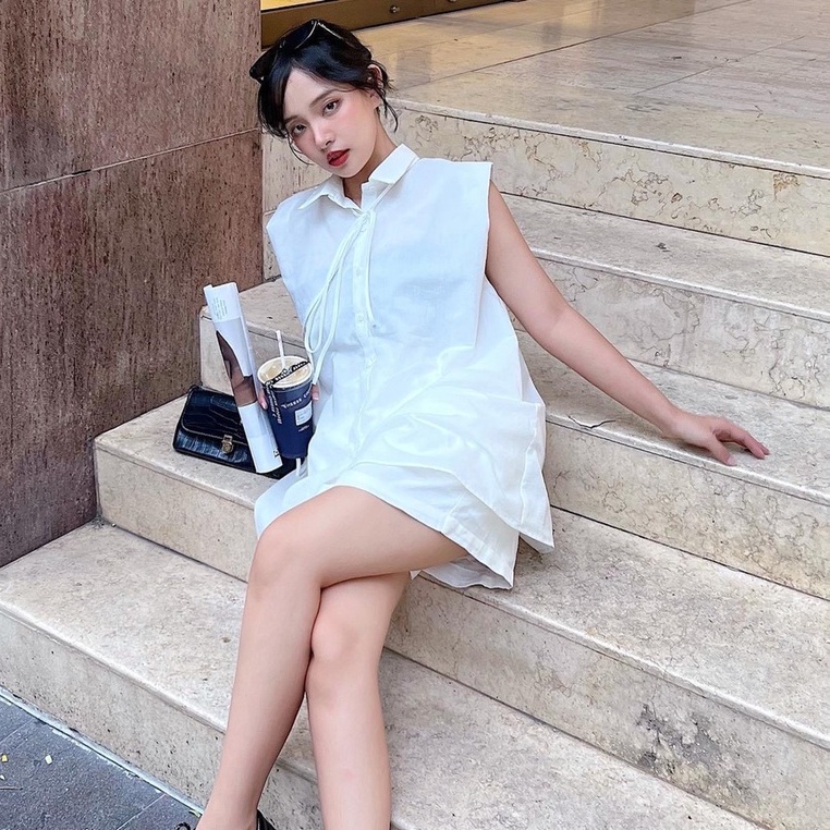 SET Quần trắng Sun Linen short SP060442 và Áo sơ mi trắng Misa Gem Clothing SP060264