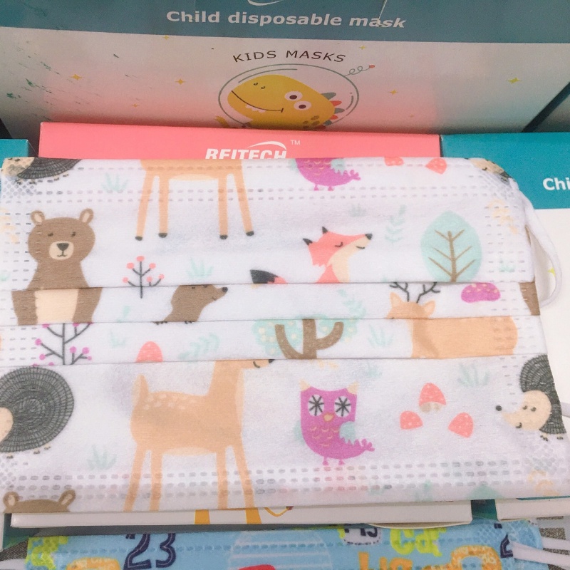 ❤️FREE SHIP❤️ Khẩu Trang Cho Bé 4-12 Tuổi [Hỏa Tốc 30p] - Hình In Ngộ Nghĩnh - Nhiều Màu Sắc - Hộp 50 cái