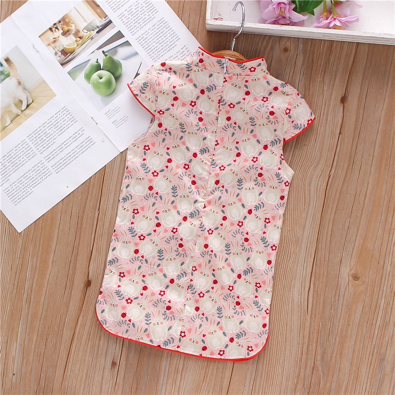 Đầm Sườn Xám In Hoa Phong Cách Trung Quốc Thời Trang Mùa Hè Mới Cho Bé Gái 9 Tháng - 3 Tuổi