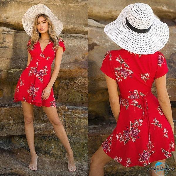 ★HZLThời trang váy ngắn mùa hè có họa tiết hình hoa dành cho nữ