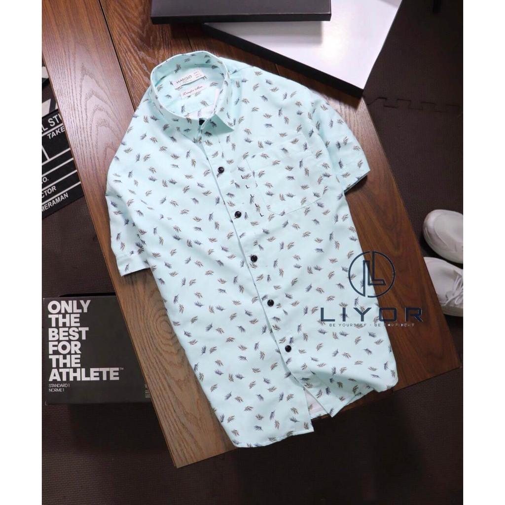 Áo sơ mi nam ngắn tay có túi họa tiết lá phông đẹp vải kate mịn cao cấp - Liyor - ASMN005 | BigBuy360 - bigbuy360.vn