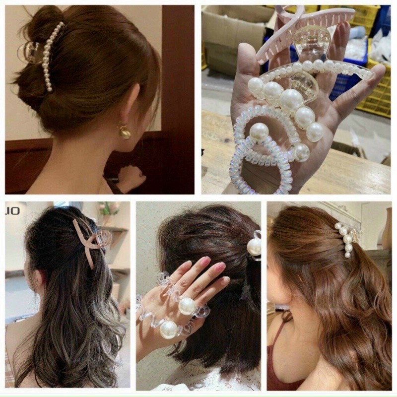 B194 Combo 10 Set 5 kẹp xược+chun tóc tặng túi zip