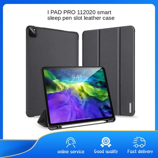 New iPad Pro 11 2020 Inch Tablet Case with Pen Slot Flip Tri-fold Dormancy Leather Case