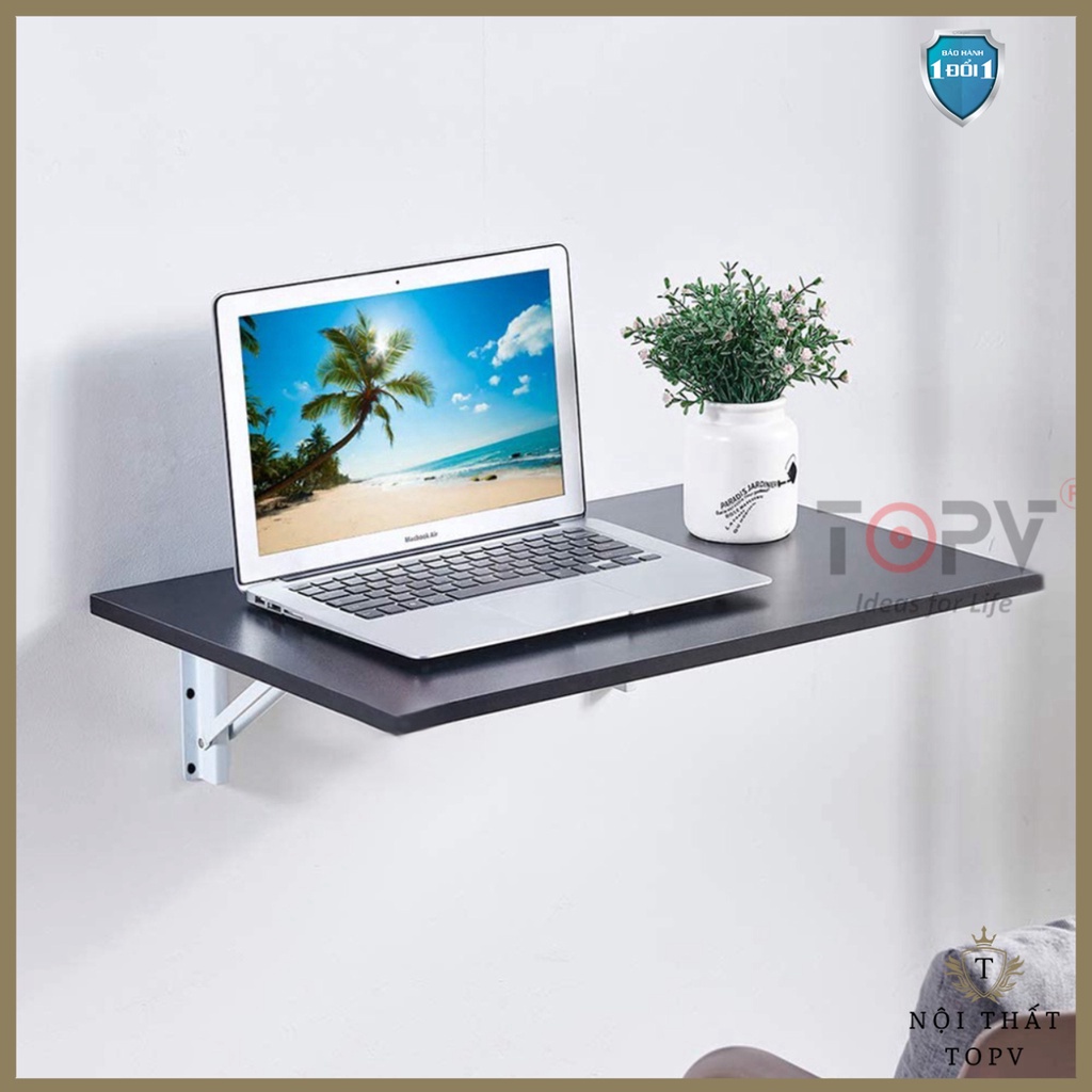 Bàn treo tường gấp gọn gỗ thông minh TopV xếp mini gắn tường làm việc bàn học laptop giá rẻ màu trắng Nội thất TopV