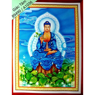 Tranh in tráng gương PHẬT DƯỢC SƯ - 53x72cm - 89490 / A1036 - DƯỢC SƯ LƯU LY QUANG VƯƠNG PHẬT - tranh in tráng gương