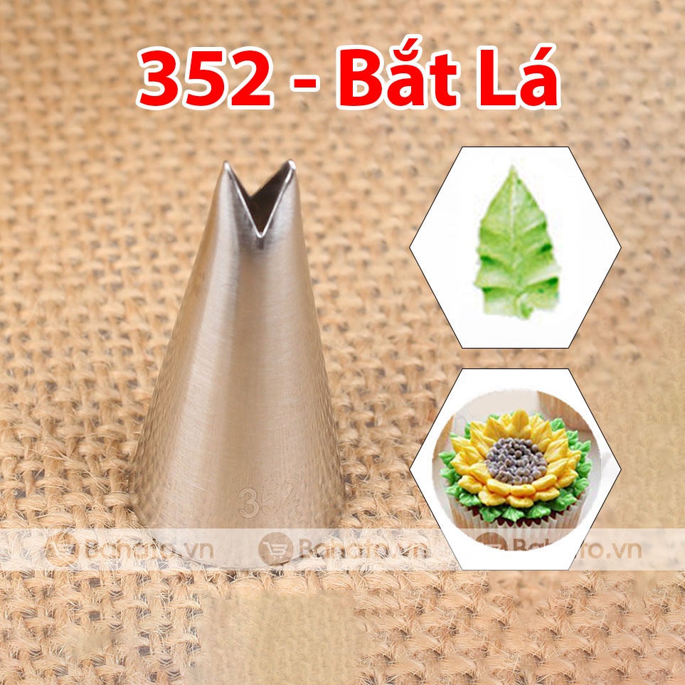 Đuôi (đui) bắt bông kem, tạo hình bánh quy 3D hình lá số 352