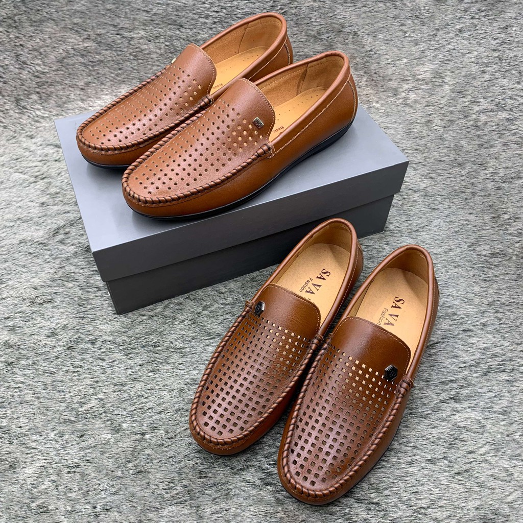 Giầy hè nam da bò thật đục lỗ thoáng khí (GH02)