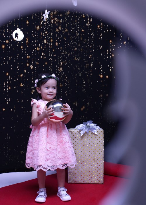 Đầm tiệc bé gái ren hoa hồng GDT004 Jadiny