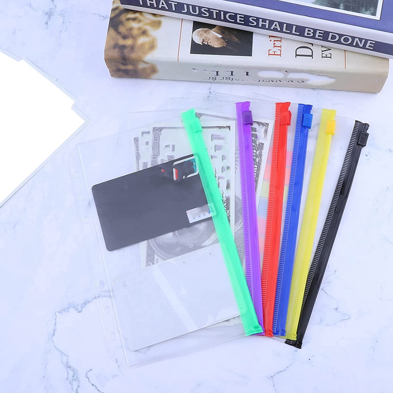 Túi đựng giấy tờ A6 6 lỗ có khóa kéo tiện dụng cho sổ tay cỡ A6