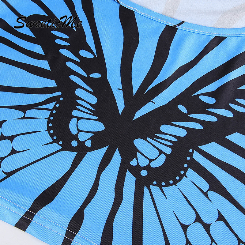 Áo Croptop Sát Nách In Hình Bướm Phối Màu Tương Phản Quyến Rũ Cho Nữ 2021 | BigBuy360 - bigbuy360.vn