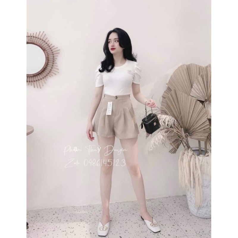 Quần sooc kaki_mã 612,quần short nữ kaki cạp cao lưng chun | BigBuy360 - bigbuy360.vn