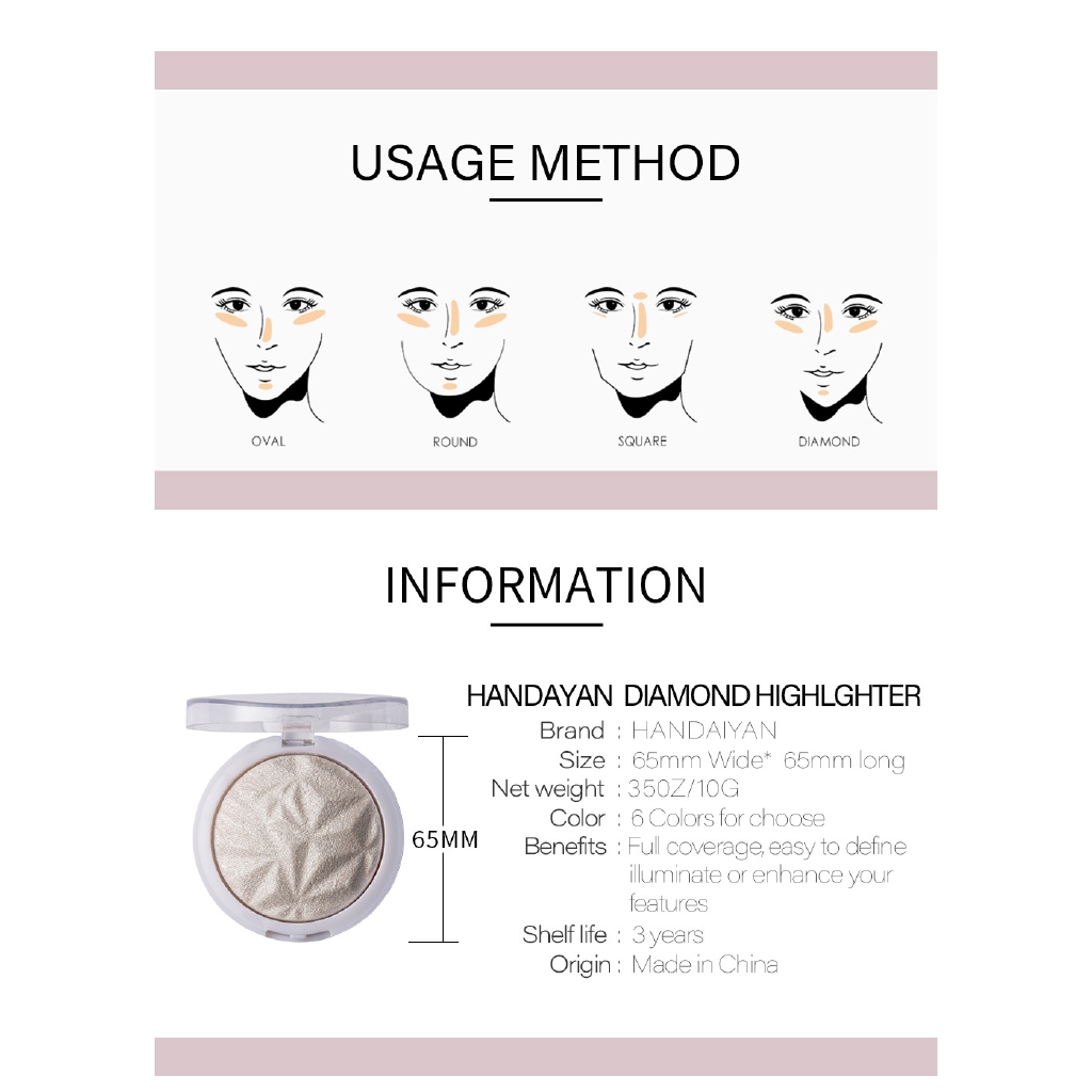 (Hàng Mới Về) Phấn Bắt Sáng Handaiyan Tạo Khối Màu Đồng Tông Vàng Đồng Lấp Lánh | BigBuy360 - bigbuy360.vn