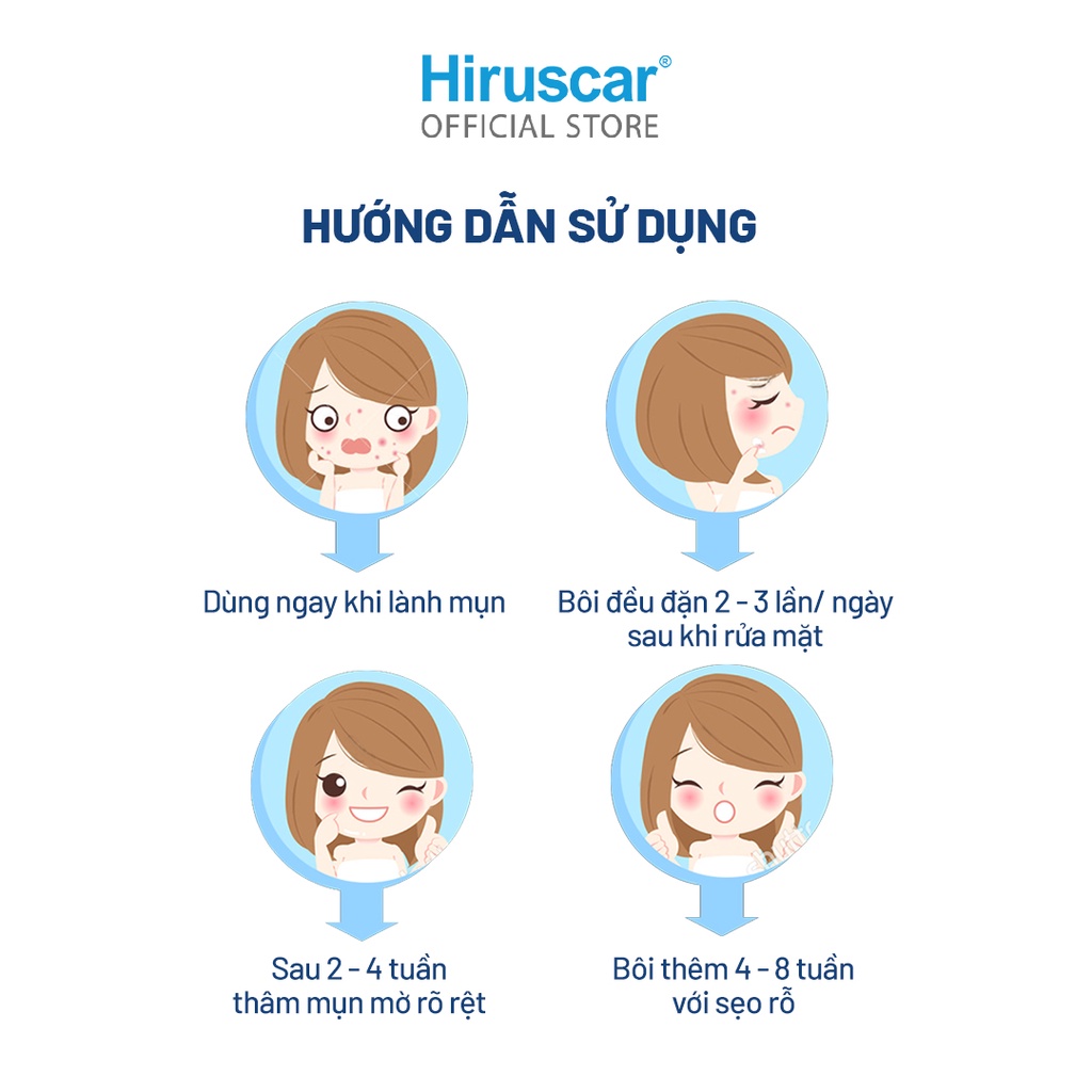 Bộ 2 gel chăm sóc sẹo mụn và mụn thâm Hiruscar Post Acne 10g