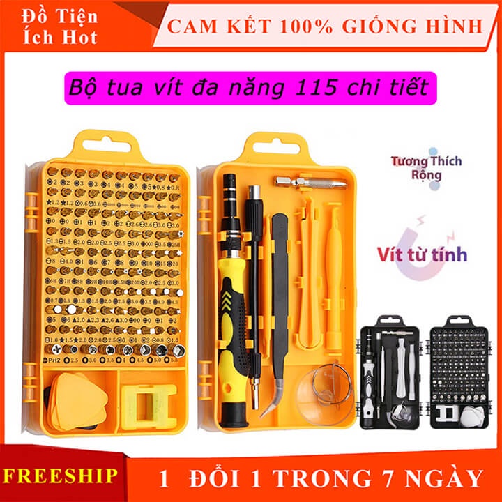 Bộ tua vít đa năng 115 chi tiết, bộ tô vít từ từ dùng sửa chữa Điện Thoại, Máy Tính, Laptop và các Thiết Bị Điện Tử