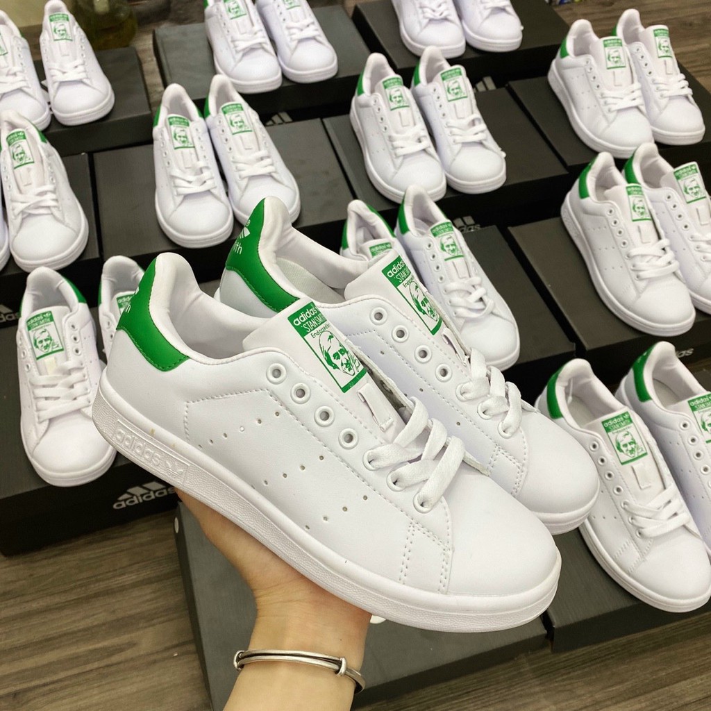 Adidas STAN SMITH M20324 xanh tất cả da trắng kết cấu cổ điển uy tín 2021