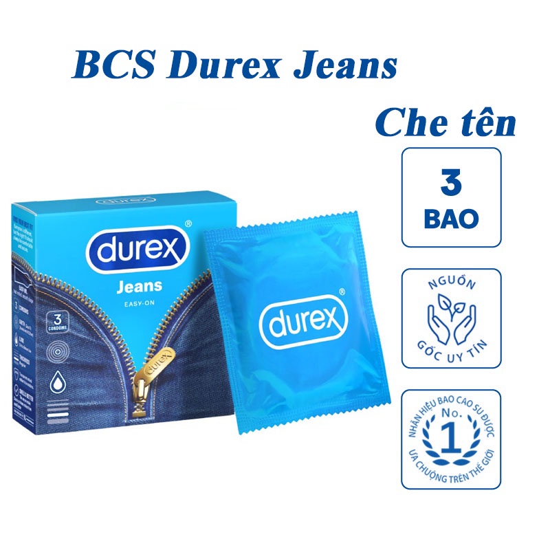 (Hàng Chính Hãng)Hộp 3 Bao cao su Durex Jeans Ôm Sát Cho Cảm Xúc Chân Thật Nhất