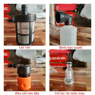 Bộ combo cút lọc rác, cút lọc nước, khớp nối nhanh, bình bọt tuyết dành cho MÁY RỬA XE