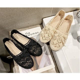 giày slip on ĐÍNH REN NƠ GIỮA Đi mềm êm chân thoáng khí.