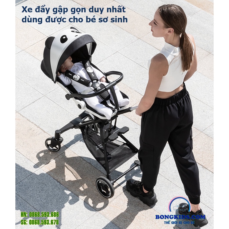 Xe đẩy gập gọn cao cấp Playkids X6-3, đẩy 2 chiều 3 tư thế ngồi, ngả, nằm cho bé từ sơ sinh - 6 tuổi, dáng xe cao
