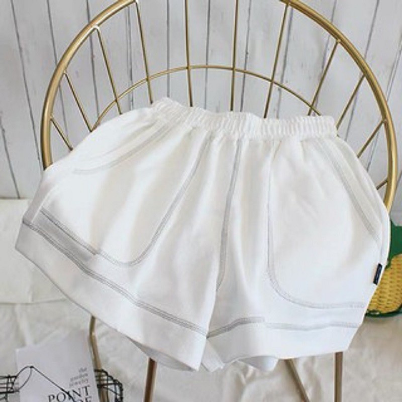 Quần Short Nữ Chỉ Nổi Unisex Cao Cấp ,Chất Liệu Cotton Thun Co Dãn 3 Màu (Đen,Xám,Trắng)-VATI