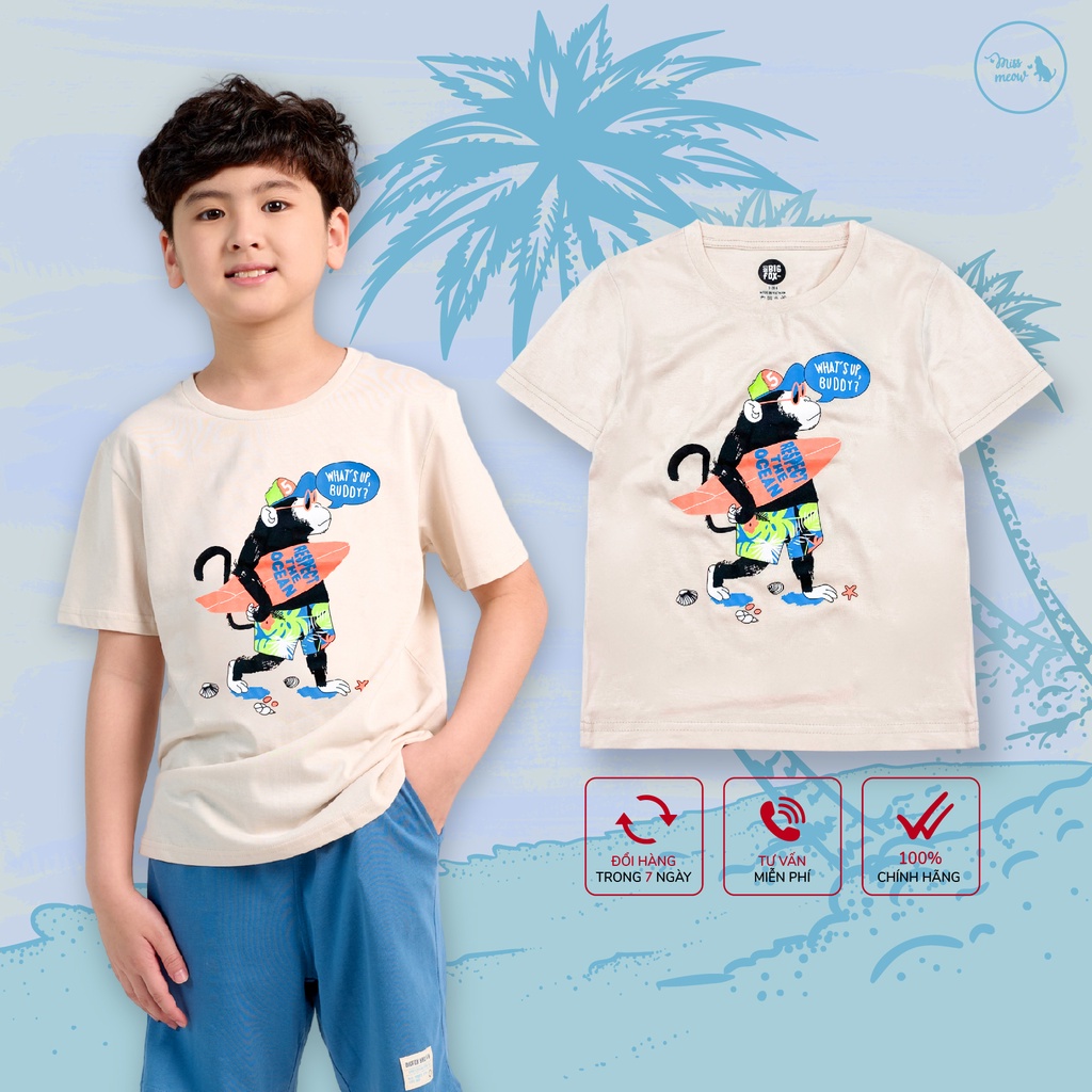 Áo Thun Bé Trai Bigfox Size Đại, Áo Phông Trẻ Em In Khỉ Ôm Ván Ngộ Nghĩnh Chất Cotton Xuất Khẩu 3,4,5,6,7,8,9,10,11 Tuổi