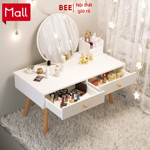 Bàn trang điểm ngồi bệt có ngăn kéo kết hợp gương tròn - GP140 / GP143