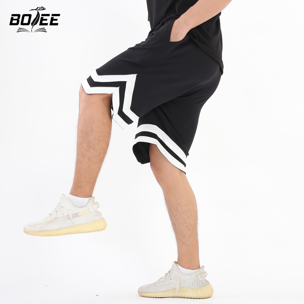 Quần short 2V Đen form rộng thể thao vải thun unisex nam nữ | BigBuy360 - bigbuy360.vn