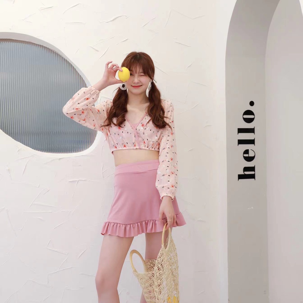 Bộ Đồ Bơi Tay Dài Nâng Ngực Che Phủ Kín Đáo Thời Trang Mùa Xuân 2022