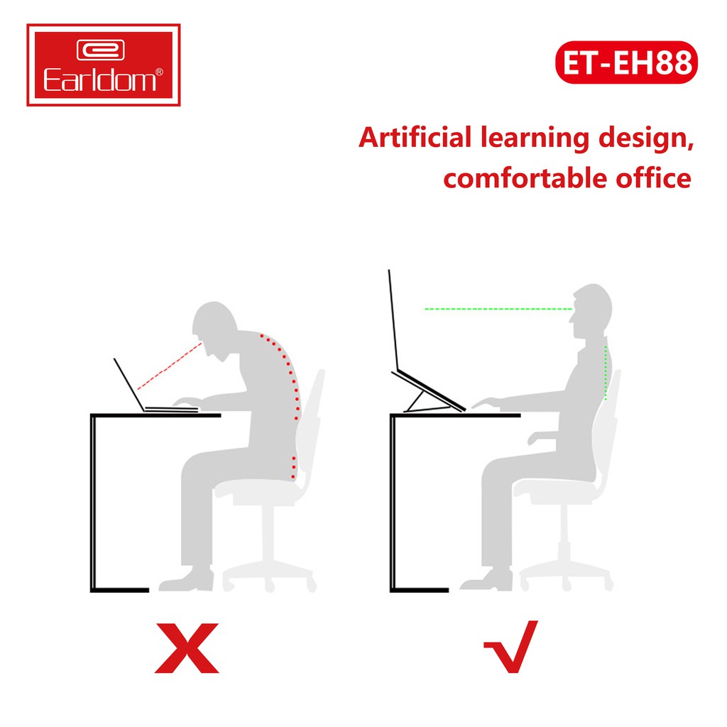 Giá Đỡ Laptop Macbook iPad Earldom EH88 Chất Liệu Hợp Kim Nhôm Giúp Tản Nhiệt Có Thể Điều Chỉnh Góc Độ - Hàng Chính Hãng