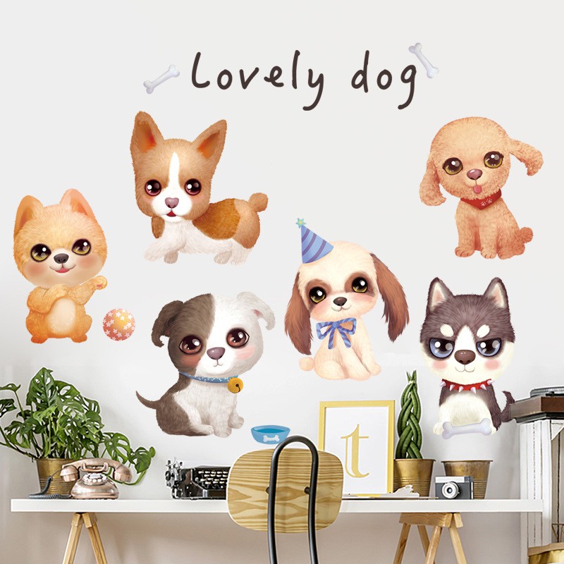 Decal dán tường những chú chó lovely dog GS 9701 trang trí phòng khách, phòng ngủ