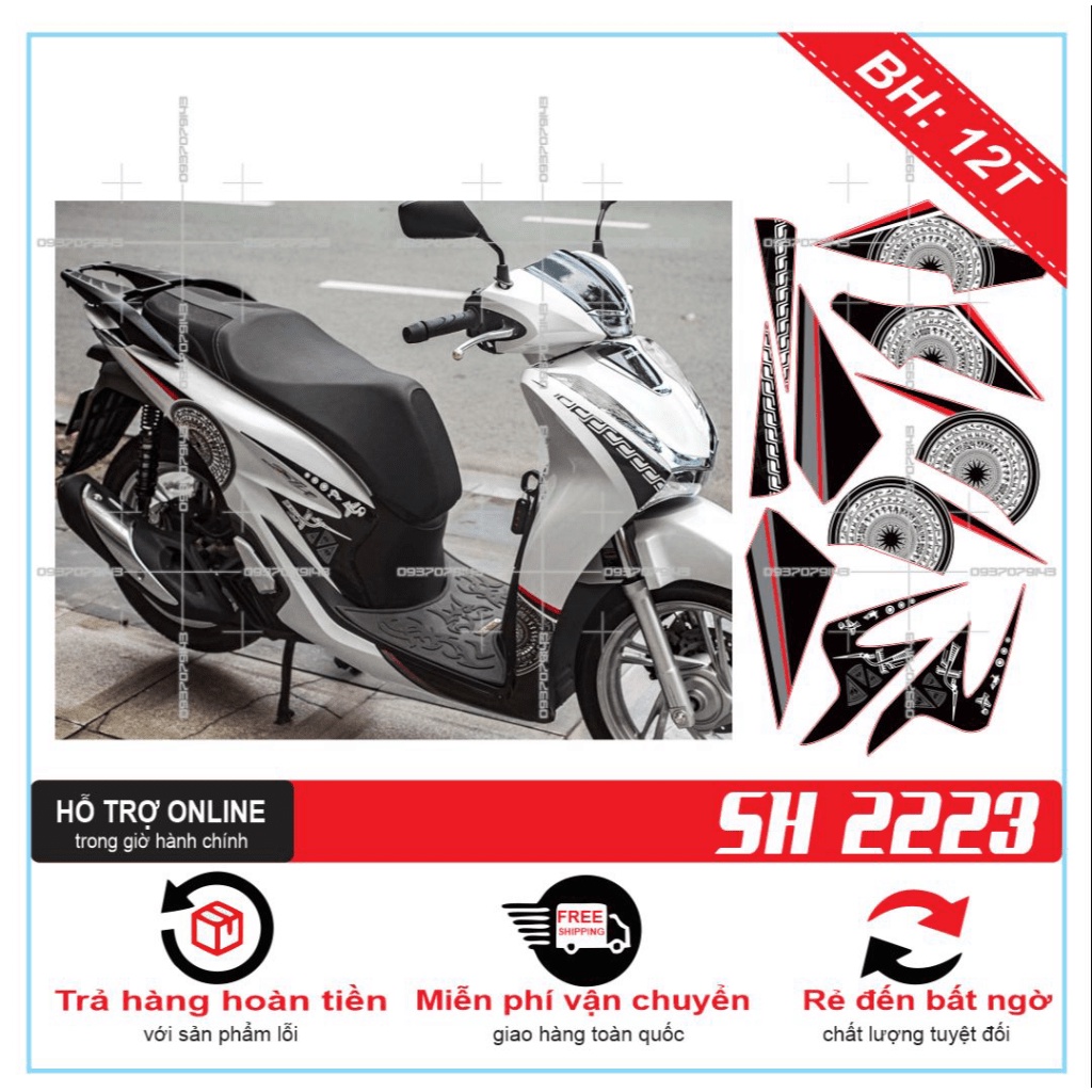 TEM RỜI TRỐNG ĐỒNG SH 2020 DÁN XE TRẮNG -- SHIN DECAL 2