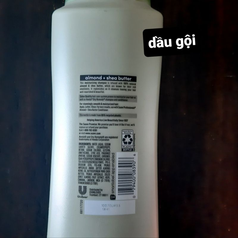 DẦU GỘI/ XÃ TINH CHẤT BƠ HẠNH NHÂN- Suave Professionals Almond  Shea Butter Shampoo  337ml/ 443ml/828ML TỪ MỸ. mẫu mới