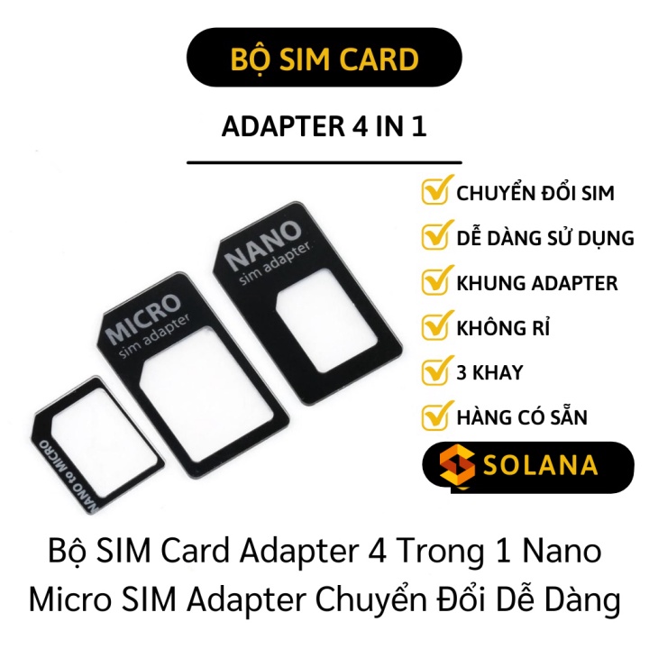 Chuyển Đổi Thẻ Sim - Bộ SIM Card Adapter 4 trong 1 Nano Micro SIM Adapter 5652