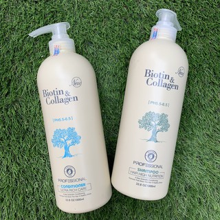 Cặp dầu gội xả Biotin & Collagen phục hồi trị rụng và kích thích mọc tóc của Ý 1000ml