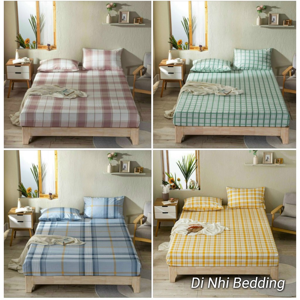 Ga trải giường (ko gồm vỏ gối nằm) Cotton tici kẻ nhập khẩu, Vải đẹp
