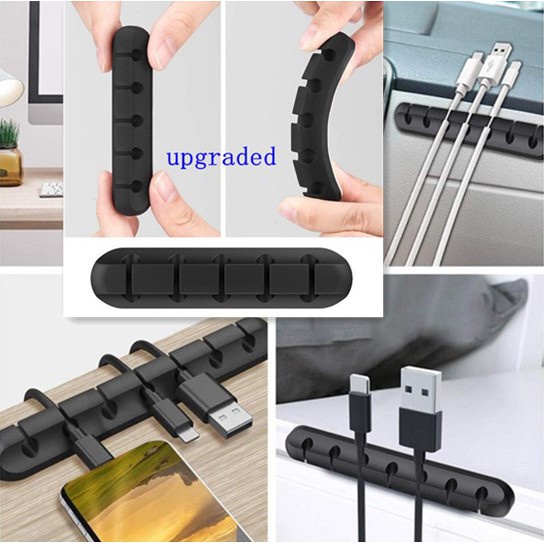 Set 3 Kẹp 5 Kẹp/7 Kẹp Cố Định Dây Cáp Chuột Máy Tính Bằng Silicone Tiện Dụng