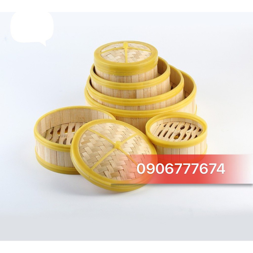 Xửng / Lồng Hấp Bánh Bao và Há Cảo Bằng Tre Viền Nhựa có nắp