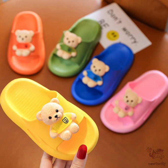 Dép Đế Mềm Chống Trượt Hình Gấu Hoạt Hình Cho Bé