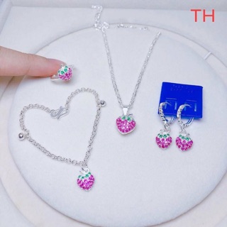Bộ trang sức bạc dâu tây cho bé