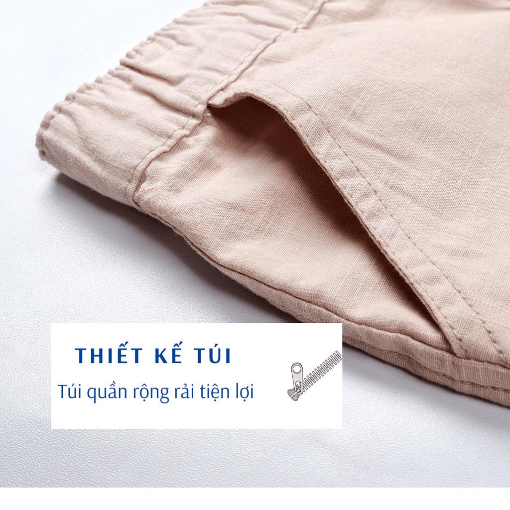 Quần  đũi kaki nam Thái Khang cao cấp loại quần short vải đũi lưng thun QKAKI14