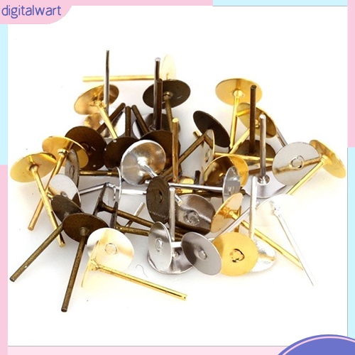 Set 200 chốt làm khuyên tai dạng dẹt bằng sắt chất lượng cao