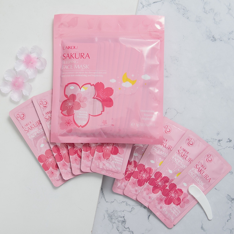 Mặt Nạ Ngủ LAIKOU Chiết Xuất Hoa Anh Đào Kèm Cọ Tiện Dụng 3g x 15pieces