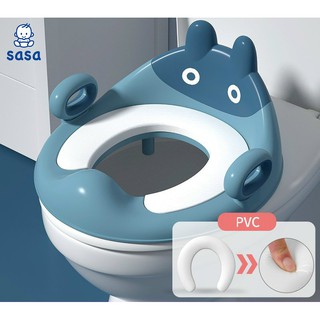 - Bệ xí bệ nắp bô lót ngồi thu nhỏ bồn cầu toilet có tay vịn họa tiết dễ thương cho bé Sasa